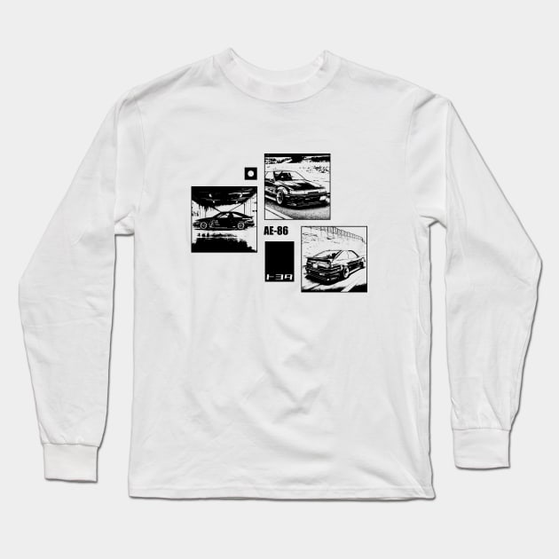 TOYOTA COROLLA AE86 LEVIN Black 'N White Archive Long Sleeve T-Shirt by Cero